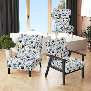 Blue And White Ferns Tranquility - Cottage Arm Chair
